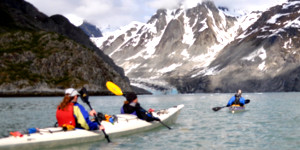 All-women’s sea kayaking expedition exploring glacier fjords in Glacier Bay National Park.