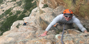 Rock Climber in Argentina on Rock Cliff