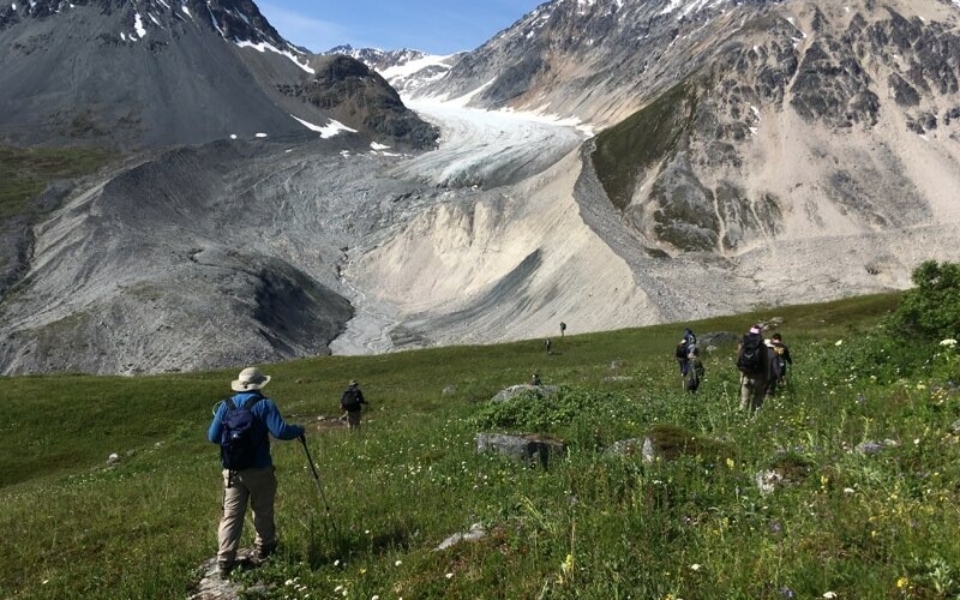 Hiking towards Samuel Glacier